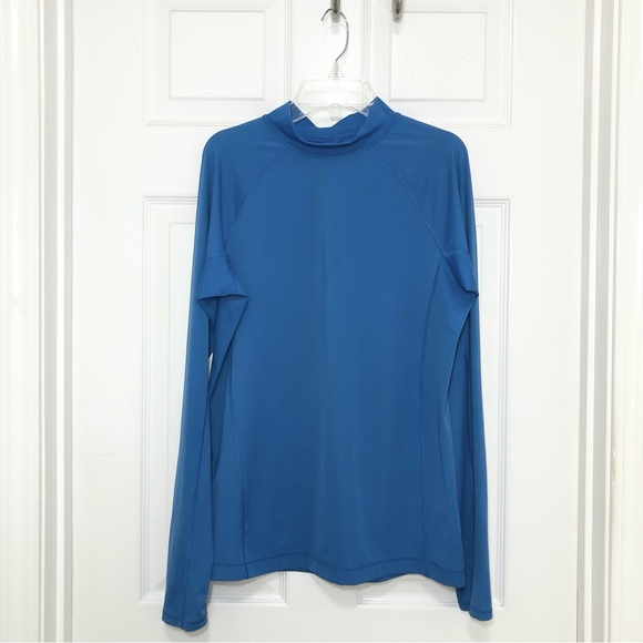 Lands' End Stretchy Mock Neckline Long Sleeve Blue Top L - Picture 2 of 12